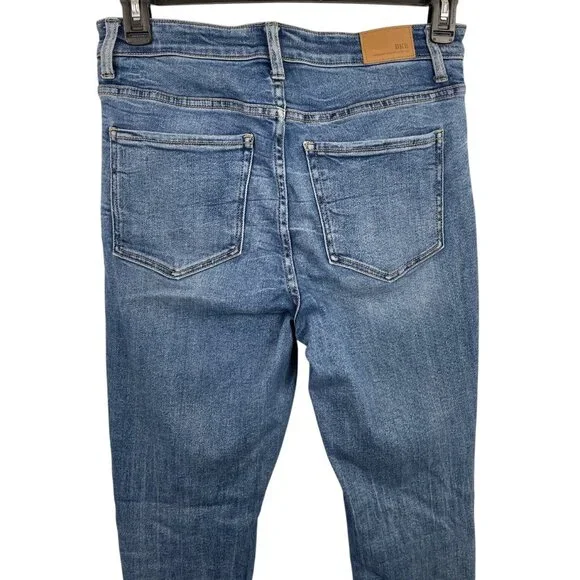 BKE Payton Jeans Womens 28x32 Blue Mid Rise Ankle Skinny Raw Hem Faded Whiskered - Picture 6 of 9
